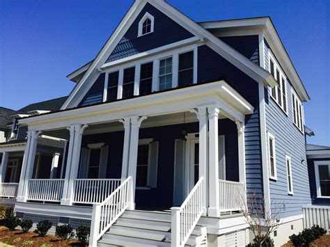 coastal blue siding on house.